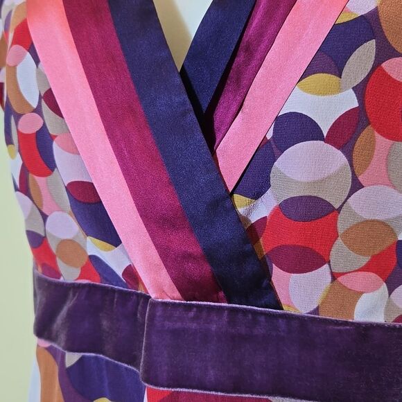 Boden Limited Edition Y2K Silk Babydoll Dress Size 6 Geometric Rockabilly Retro - Picture 10 of 16